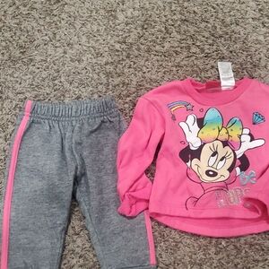 Pink Minnie Mouse Sweatshirt and Gray Pants Set
